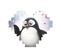 Cute Penguins Printed Jigsaw Puzzle 10.8x12.8 CM, Heart-Shaped Puzzle Challenging Game for Adults, Fun Decorative Wall Decor