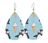 Cute Penguins Printed Leather Earring For Women,Teardrop Dangle Earrings For Women Friends Valentine Birthday Party Christmas Gifts