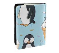 Cute Penguins Printed Passport Holder - 6.5 x 4.5 Inch RFID Blocking Travel Wallet,Stylish Passport Cover,Lightweight Document Organizer for Cards