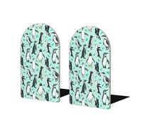 Cute Penguins Printed Wooden Bookends - Set Of 2 Book Ends For Book Lovers & Organizers