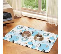Cute Penguins Printing Pet Absorbent Leather Tablecloth,Pet Absorbent Leather Mat,Tidy Feeding Area For Dogs, Cats,Pets