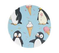 Cute Penguins Prints Round Mouse Pad 1 PCS,Non-Slip Rubber Base Mousepad Mouse Mat for Laptop Computer Office 7.9 x 7.9 Inch