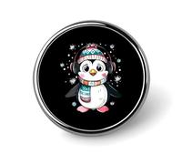 Cute Penguins Round Badge Button Pins Custom Brooches Lapel Pins for Women Men Clothing Decoration