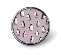 Cute Penguins Round Badge Pin Metal Memorial Brooch Button Lapel Pins for Backpack Wedding