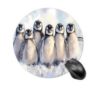 Cute Penguins Round Mouse Pad Waterproof Mousepadswith Non-Slip Rubber for Laptop Games Homework Office