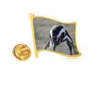 Cute Penguins Science Nature Picture Golden Metal Flag Lapel Pin Badge