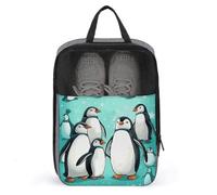 Cute Penguins Shoe Bag Travel Shoe Organizer Water-Resistant Shoe Pouch with Zipper Sneaker Dust Bag, gray, One Size, Modern