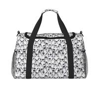 Cute Penguins Sketch Hand Travel Bag - Large Reusable Shopping Tote Bag, Perfect for Outdoor Activities, Sports, Camping & Groceries, Black, One Size