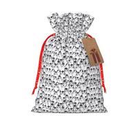 Cute Penguins Sketch Print Christmas Drawstring Gift Bags Holiday Party Xmas Birthday Favors Present Sacks