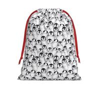 Cute Penguins Sketch Print Drawstring Gift Bags For Christmas,Holiday Party Gift Wrapping Bag Assorted Sizes