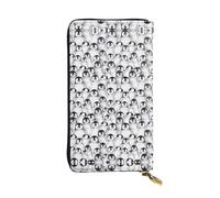 Cute Penguins Sketch Print Leather Long Clutch Wallet – Fashionable Personalized Wallet, Multiple Card Slots, Gift Ready, Black, One Size