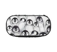Cute Penguins Sketch Print Pencil Pouch for Kids Fun Pencil Case Pouch for Girls Large Pen Case with Zipper, Portable Pencil Bag Holder for School Sudent Teacher Stationery