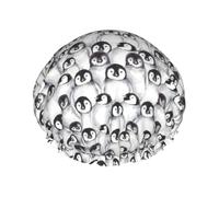 Cute Penguins Sketch Print Premium Double Layer Shower Cap For Women With Reusable Shower Cap For Hair - Waterproof Plastic Cap - Shower Caps For Long, Short And Curly Hairs