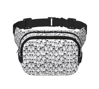 Cute Penguins Sketch Print Square Waist Purse Double Layer Fanny BagTrendy Travel Waist Bag for Men and Women, Black, One Size