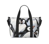 Cute Penguins Sketch Print Travel Duffel Bag, Lightweight Water-Resistant Weekender Spacious Gym & Travel Bag for Men, Women & Teens