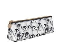 Cute Penguins Sketch Print Triangle Pencil Pens Case Large-Capacity Stationery Organizer Pouch Office Travel