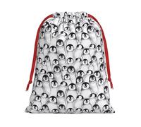 Cute Penguins Sketch Print Ultra Soft Plush Gift Bags, Drawstring Christmas Party Candy Treat Favors, Xmas Holiday Sacks, Wedding Jewelry Pouches