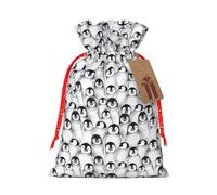Cute Penguins Sketch Print Xmas Drawstring Wrapping Bags For Xmas Package Storage, Christmas Party Supplies Favors