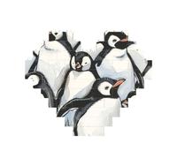 Cute Penguins Sketch Printed Jigsaw Puzzle 10.8x12.8 CM, Heart-Shaped Puzzle Challenging Game for Adults, Fun Decorative Wall Decor
