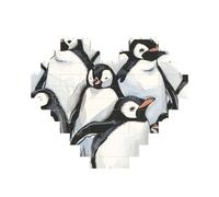 Cute Penguins Sketch Printed Jigsaw Puzzle 10.8x12.8 CM, Heart-Shaped Puzzle Challenging Game for Adults Gifts, Family Fun Decorative Wall Decor
