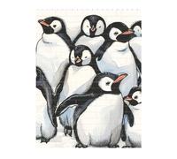 Cute Penguins Sketch Printed Jigsaw Puzzle 16.7x22.3 CM, Rectangular Puzzle Challenging Game for Adults Gifts, Family Fun Decorative Wall Decor