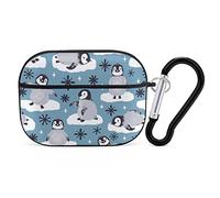 Cute Penguins Snowflakes Print Airpods Pro Case with Key Chain Full Protective Durable Shockproof Wireless Headphone Case PC Hard Case Cover for Apple AirPods Pro Case 2nd/1st Generation