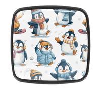 Cute Penguins Stepped Cabinet Knobs for Cupboard Kitchen Door, Black Bedroom Dresser Drawer Knobs, Pull Handle Hardware Kitchen Door Knobs for Cabinets, Set of 4