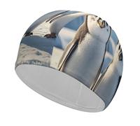 Cute Penguins Swim Cap for Women Men Swimming Hat Bath Waterproof Pool Caps for Long Thick Curly Hair