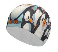 Cute Penguins Swim Cap for Women Men Swimming Hat Bath Waterproof Pool Caps for Long Thick Curly Hair