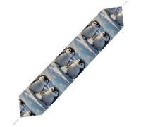 Cute Penguins Table Runner for Dining Table, Short Plush Runners Washable & Durable Tablerunner Modern Home Decor for Wedding, Kitchen, Holiday 200*33cm