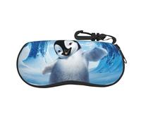 Cute Penguins Taking Pictures Portable Zipper Eyeglasses Case, Sunglasses Case Box Protector For Men & Women Or Children