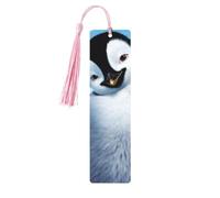 Cute Penguins Taking Pictures Print Wooden Bookmark Bookmarks with Tassels Book Marks for Reading Hardcover Books Notebooks