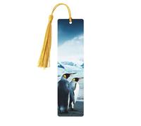 Cute Penguins Taking Pictures Print Wooden Bookmark Bookmarks with Tassels Book Marks for Reading Hardcover Books Notebooks