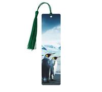 Cute Penguins Taking Pictures Print Wooden Bookmark Bookmarks with Tassels Book Marks for Reading Hardcover Books Notebooks