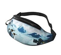 Cute Penguins Taking Pictures Sport Waist Bag Travel Bumbags with Zipper and Earphone Hole, Running Fanny Pack Waist Pack with Adjustable Belt for Men Women