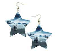 Cute Penguins Taking Pictures Women's Fashion Earrings, Celestial Dangle Earrings, Star Shape Jewelry for a Versatile