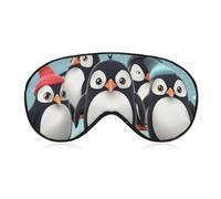 Cute Penguins Travel Eye Mask Blackout Eye Mask for Sleeping Airplane Eyemask with Adjustable Strap Sleep Masks for Women Men Soft Night Blindfold Eyemask