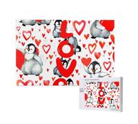Cute Penguins Valentine Day,1000 Pieces Wooden Jigsaw Family Game Jigsaw Puzzles for Adults Teens Home Decor