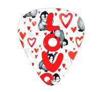 Cute Penguins Valentine Day,12 Pcs Guitar Pick,3 Different Thickness Plectrums for Acoustic Guitar Bass Ukulele (0.46mm 0.96mm 0.71mm)
