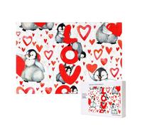 Cute Penguins Valentine Day,300 Pieces Wooden Jigsaw Family Game Jigsaw Puzzles for Adults Teens Home Decor