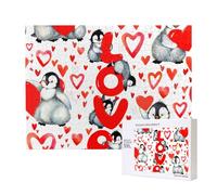Cute Penguins Valentine Day,500 Pieces Wooden Jigsaw Family Game Jigsaw Puzzles for Adults Teens Home Decor