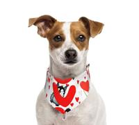 Cute Penguins Valentine Day,Dog Bandanas Cotton Pet Scarf Adjustable Bibs for Pet,L