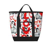 Cute Penguins Valentine Day,Lunch Bags Large Capacity Insulated Tote Bag For Women Men Work Picnic Travel
