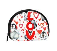 Cute Penguins Valentine Day, Women's Storage Bag Shell Makeup Bag Small Coin Purse Shell Change Pouch