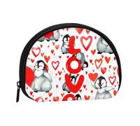 Cute Penguins Valentine DaySmall Makeup Sanitary Napkin Storage Bag,Women's Cosmetic Coin Purse