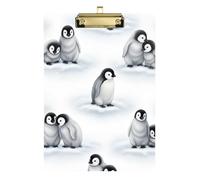 Cute Penguins White Acrylic Clipboard Cute Clipboard Paperboard Chic Design Clipboards with Low Profile Metal Clip for Nurses, Lawyers, Doctor Offices
