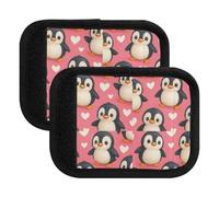 Cute Penguins White Hearts Pink Luggage Handle Wrap Soft Handle Covers Luggage Tags for Suitcases, 5.9x4.3in, Cute Penguins White Hearts Pink, Set Of 2