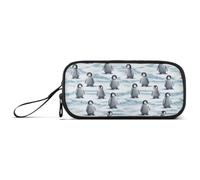 Cute Penguins White Ready-to-pack Pencil Case for Girls | Well-sorted Large Pencil Case, Rectangular Build, Three Separate Compartments for Artists