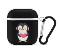 Cute Penguins With Heart Trendy Bluetooth Earbuds Protector Cute Wireless Earbud Case Covers Compatible with Airpods 1/2