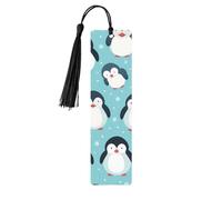 Cute Penguins Wooden Bookmark with Tasse Antarctic Animal Bookmarks for Women Men Book Lovers, Page Markers for Students Teachers Reading Writers Gifts